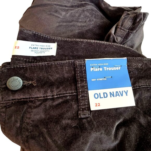 Old Navy Black Velvet Flare Pants Extra High-Rise Trouser Pants Size 22 JJ3850 - Picture 5 of 11
